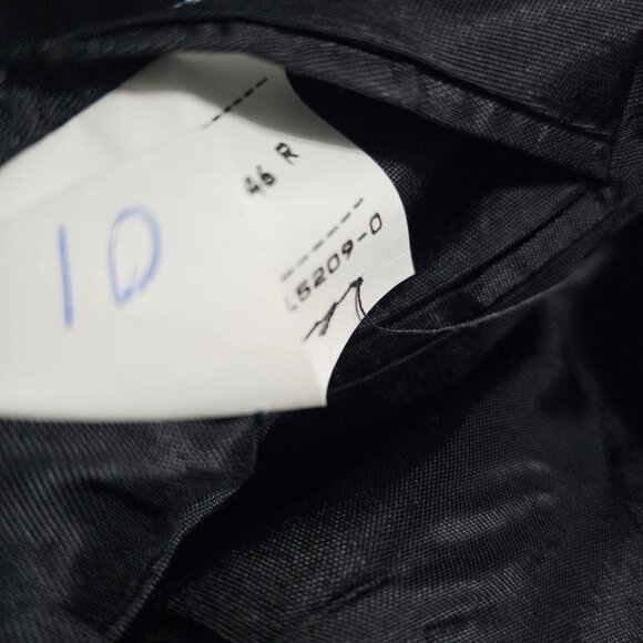 Towncraft Blazer 46R Black Jacket Sport Coat Striped Polyester Worsted Wool - Picture 8 of 10